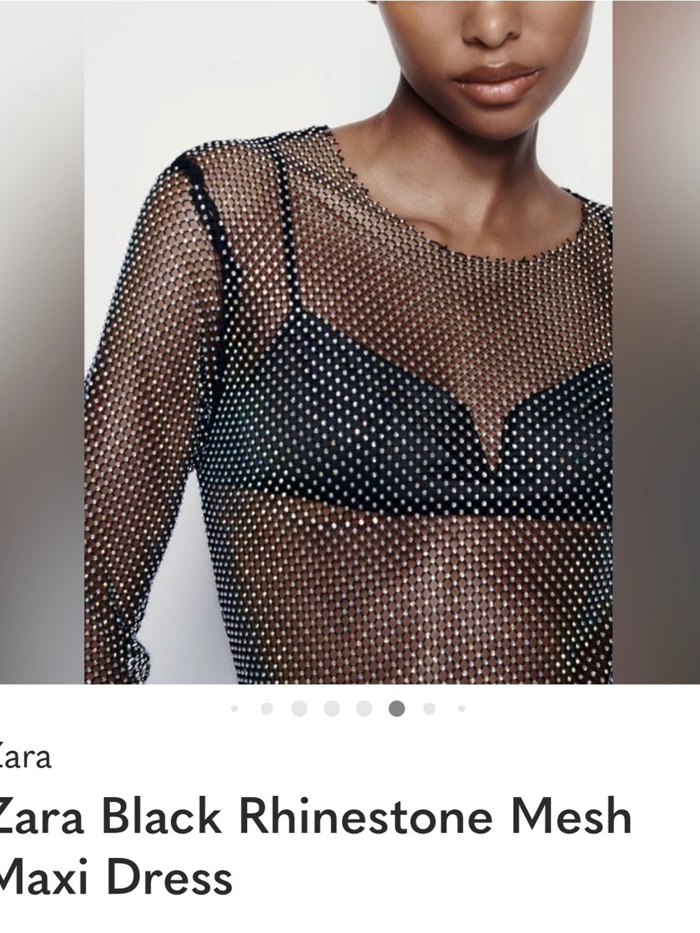 Zara Black Rhinestone Mesh Top - Sheer Embellished Long Sleeve